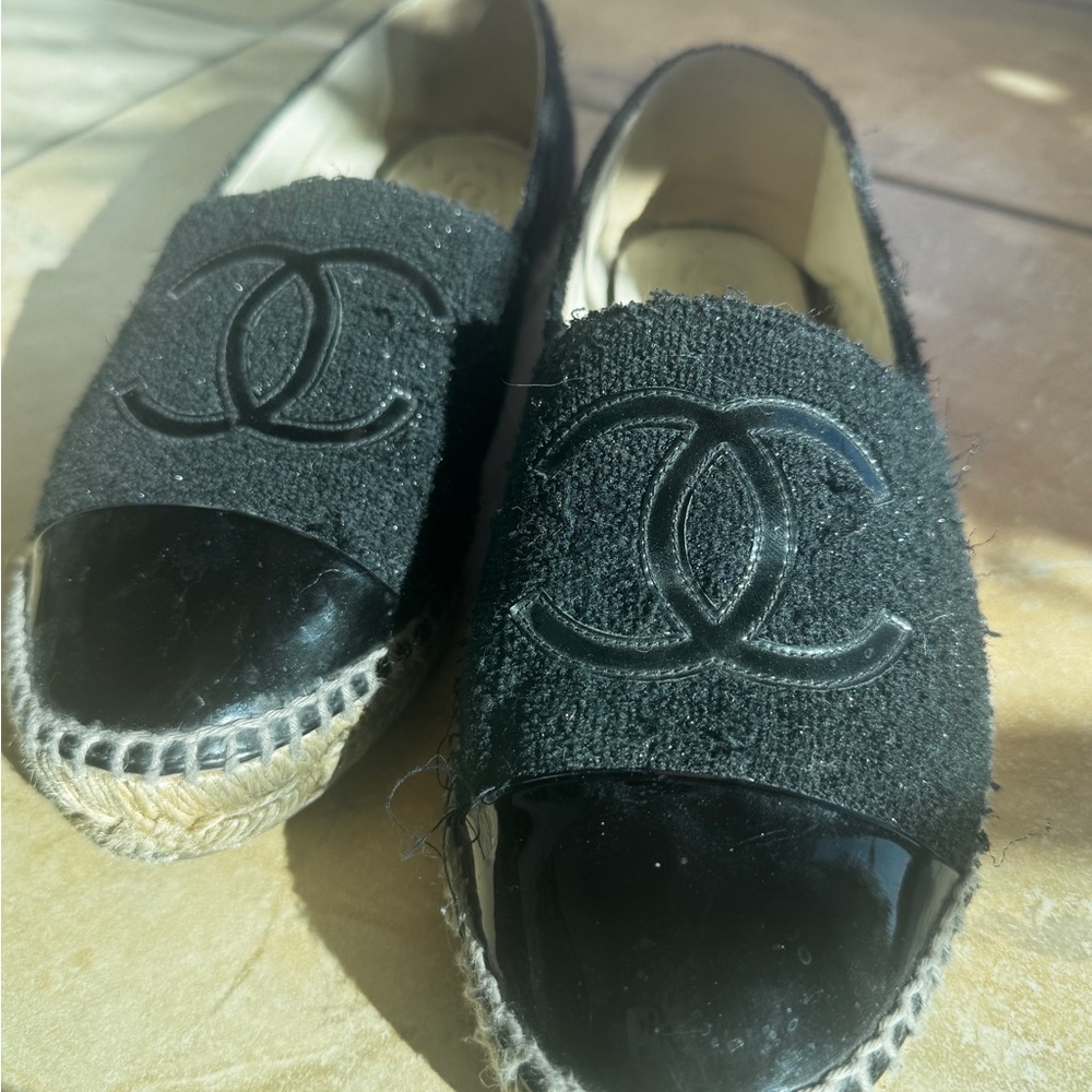 Chanel Black Espadrille Flats
